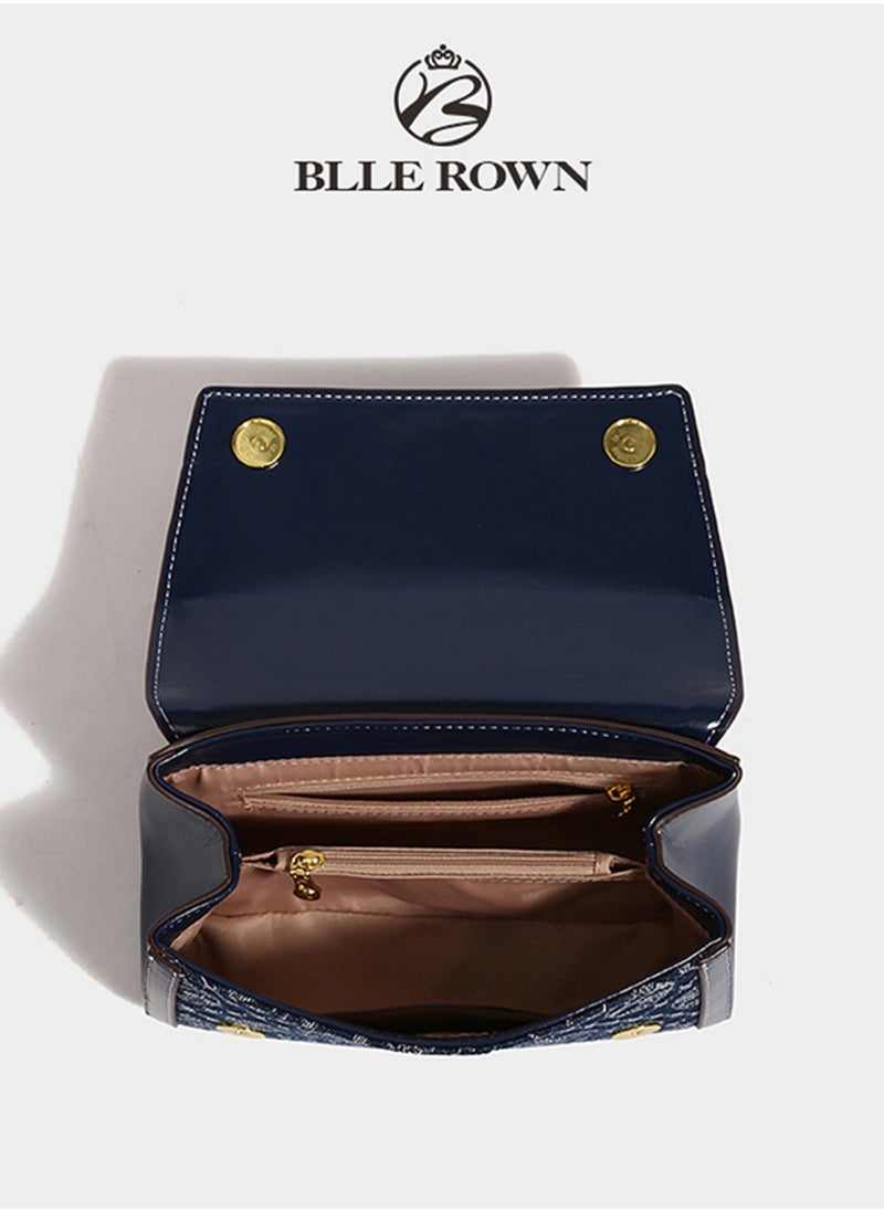 Women Vintage Klein Blue Crossbody Bag, Elegant Purse Pillow Bag with Adjustable Strap,Metal Chain Commuter Bag for Women, East West Bags For Business/Commute/Work/Office