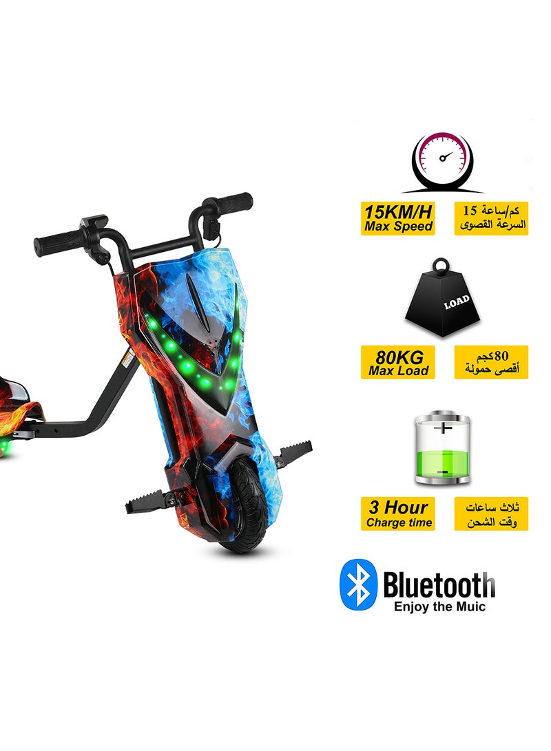 36V High-Power 360° Electric Stunt Drifting Scooter For Kids & Adults - Adjustable Body With Bluetooth & Protective Gear, 3 Speed Modes, 250W Brushless Motor, 8-15 Km/H With 80 Kg Load, Age 6+ Noon Exclusive Series - Multi