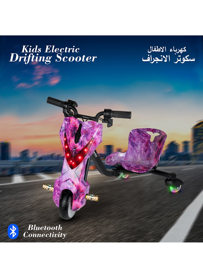 Mini 36V High-Power 360° Electric Stunt Drifting Scooter For Kids & Adults - Adjustable Body With Bluetooth & Protective Gear, 3 Speed Modes, 250W Brushless Motor, 8-15 Km/H With 80 Kg Load, Age 6+ Noon Exclusive Series - Purple