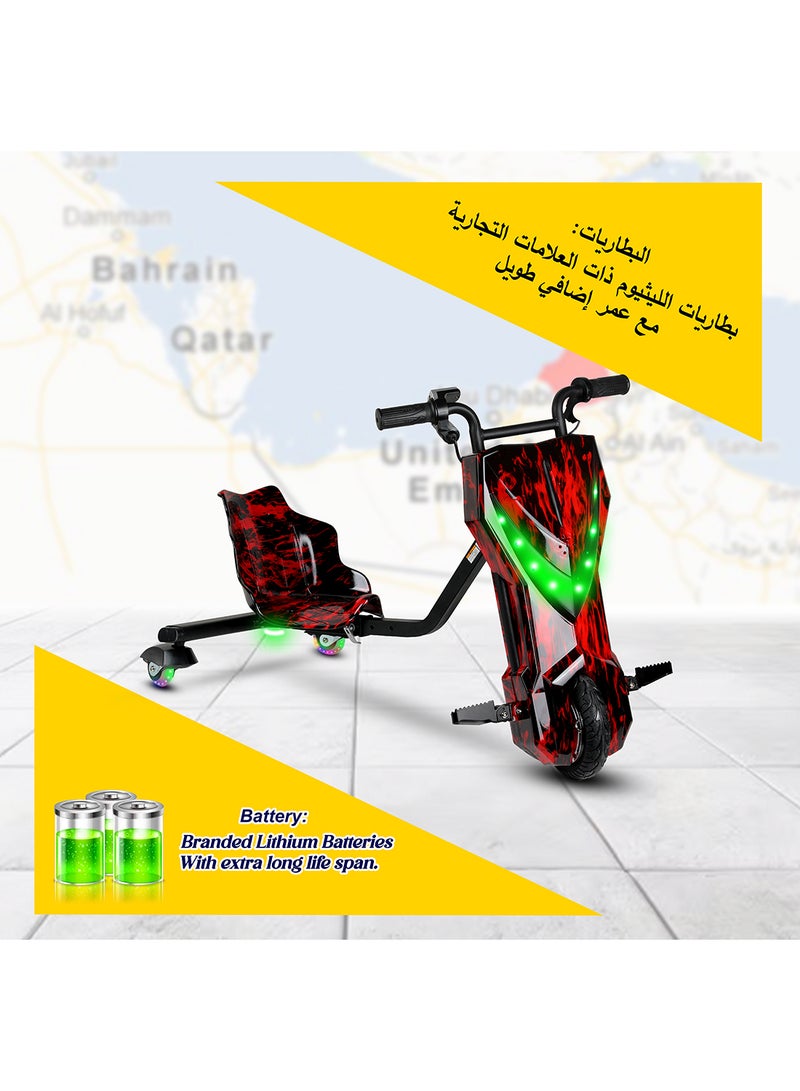 36V High-Power 360° Electric Stunt Drifting Scooter For Kids & Adults - Adjustable Body With Bluetooth & Protective Gear, 3 Speed Modes, 250W Brushless Motor, 8-15 Km/H With 80 Kg Load, Age 6+ Noon Exclusive Series - Electric Red