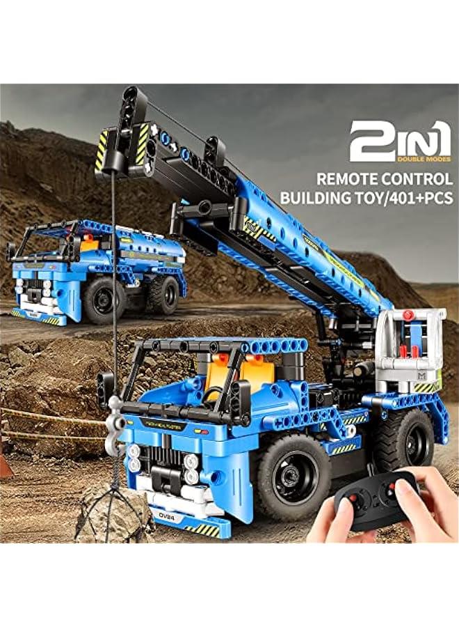 Remote Control Building Toys for 7-9 Year Old Boys, 2-in-1 Technic Vehicle Building Kits for Kids 8-12, Construction Erector Set Crane Truck Build Model for Boys Girls