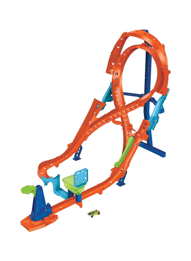 Track Set With 1 Hot Wheels  Car, Tall Figure-8 Track for Race & Stunting, Connects to Other Hot Wheels  Tracks, Folds for Convenient Storage