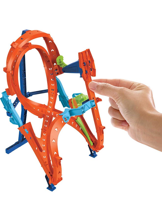 Track Set With 1 Hot Wheels  Car, Tall Figure-8 Track for Race & Stunting, Connects to Other Hot Wheels  Tracks, Folds for Convenient Storage