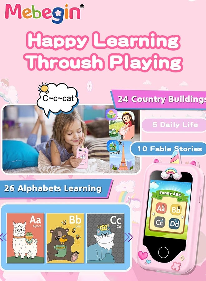 2.8 Inch Kids Educational Smartphone with 8GB SD Card Lanyard, Multi-functional Toddler Phone, with Dual Camera, Game, Music Player, Travel Toy Preschool Learning Toy for Kids Birthday Gift Aged 3+