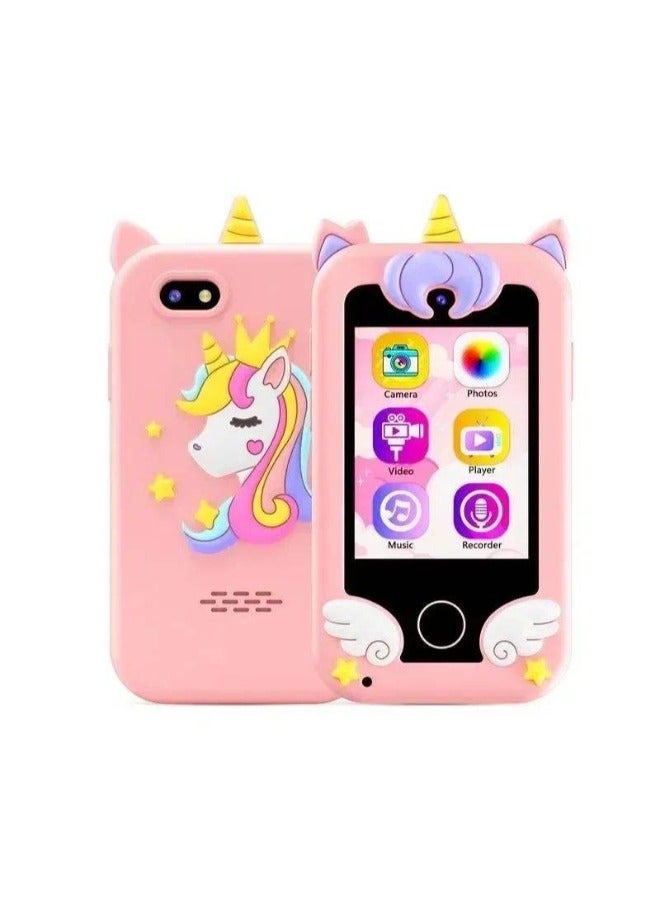 Jumon Kids Smartphone with Dual Camera, Unicorn Gift Toy Touch Screen MP3 Player Learning Toy, Educational Learning Games, Birthday Gifts for Kids (Pink)