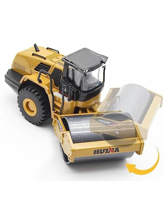 Die-cast Road Roller Toys 1/50 Scale Metal Engineering Road Planer Vehicle Truck Toy High Detail Construction Vehicles Model Road Roller Decoration Toy Kids