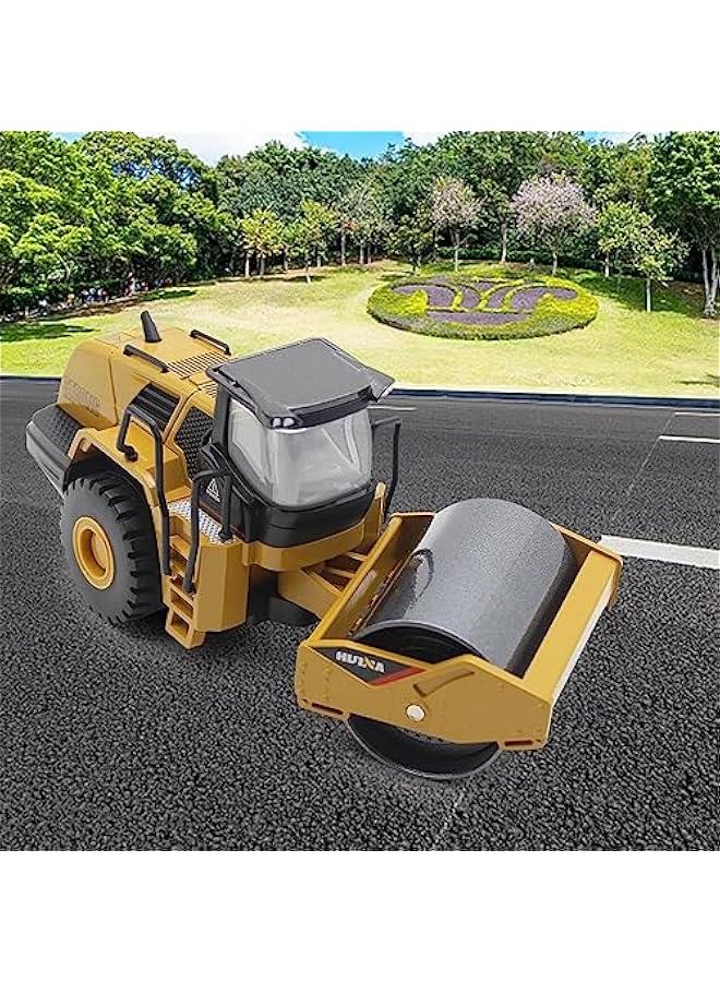 Die-cast Road Roller Toys 1/50 Scale Metal Engineering Road Planer Vehicle Truck Toy High Detail Construction Vehicles Model Road Roller Decoration Toy Kids