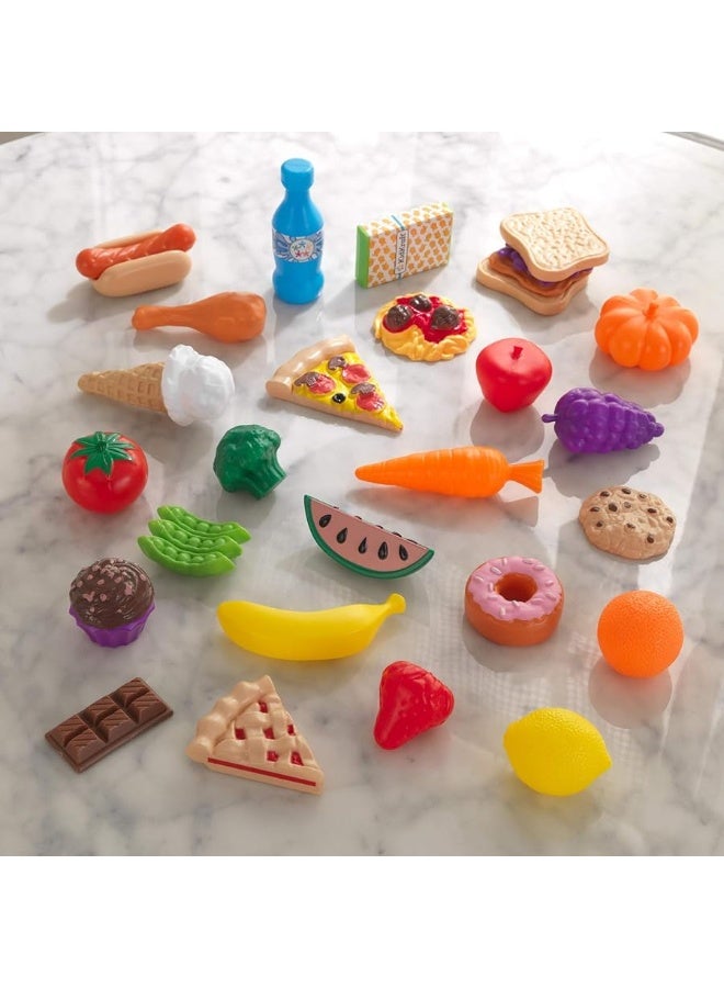 KidKraft 30Piece Plastic Play Food Set Fruits Veggies Sweets and More Use with Play Kitchens Gift for Ages 3