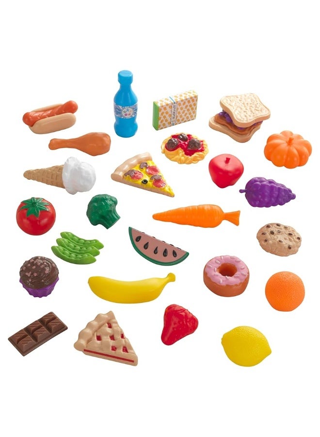 KidKraft 30Piece Plastic Play Food Set Fruits Veggies Sweets and More Use with Play Kitchens Gift for Ages 3