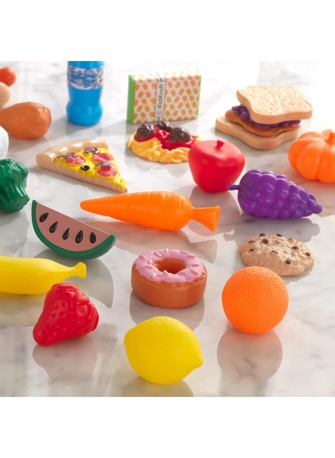 KidKraft 30Piece Plastic Play Food Set Fruits Veggies Sweets and More Use with Play Kitchens Gift for Ages 3