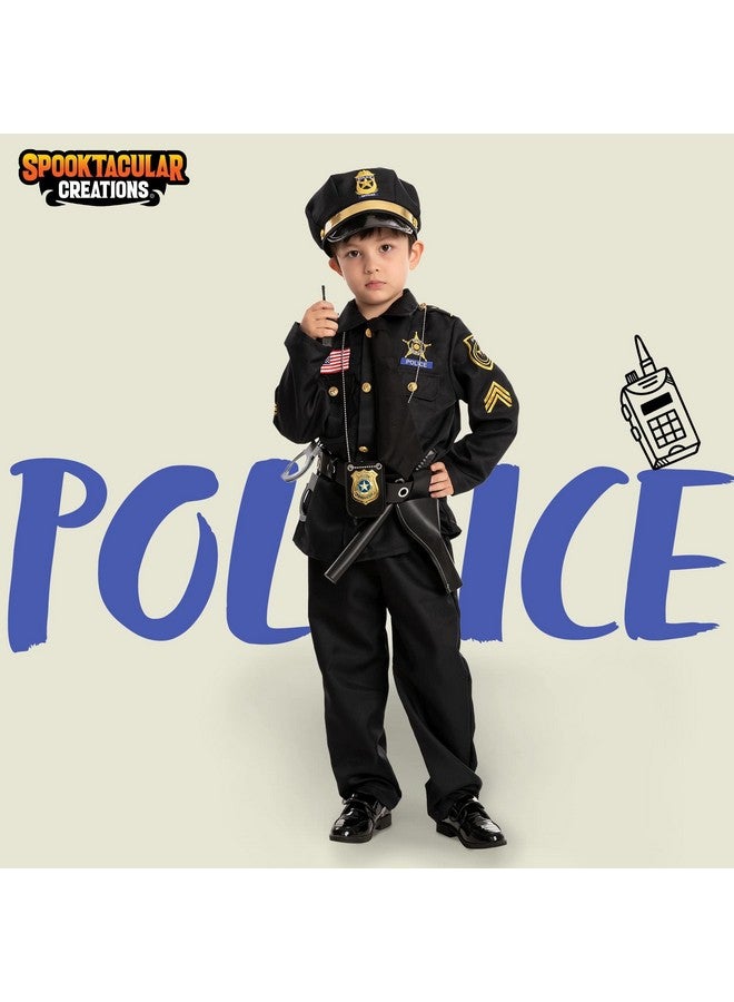 Police Costume For Kids, Cop Costume Outfit Set For Halloween Role-Playing, Carnival Cosplay, Themed Parties (Small (5-7 Yr))