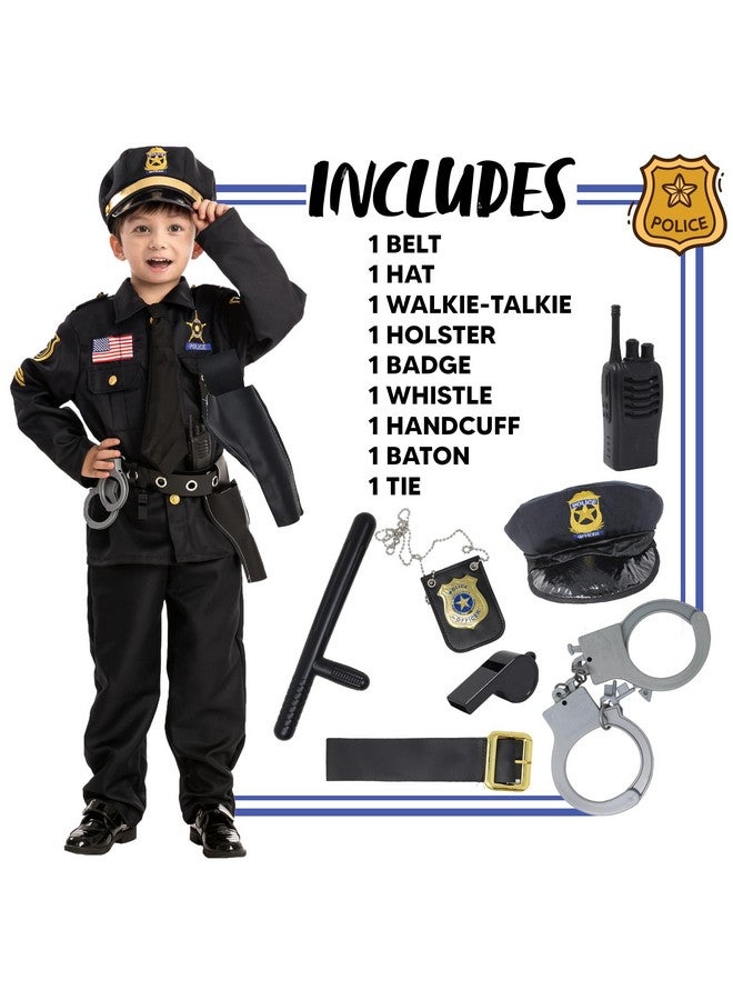 Police Costume For Kids, Cop Costume Outfit Set For Halloween Role-Playing, Carnival Cosplay, Themed Parties (Small (5-7 Yr))