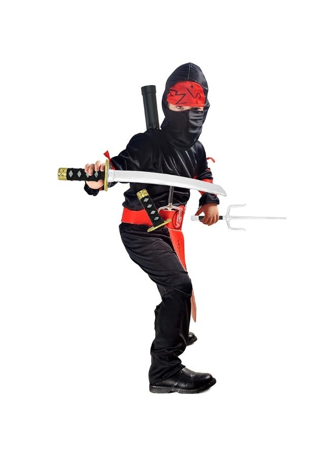 Skeleteen Ninja Sword Toy Set - Fighting Warrior Costume Set with Katana Swords, Sai Daggers, and Shuriken Stars - 6 Pieces