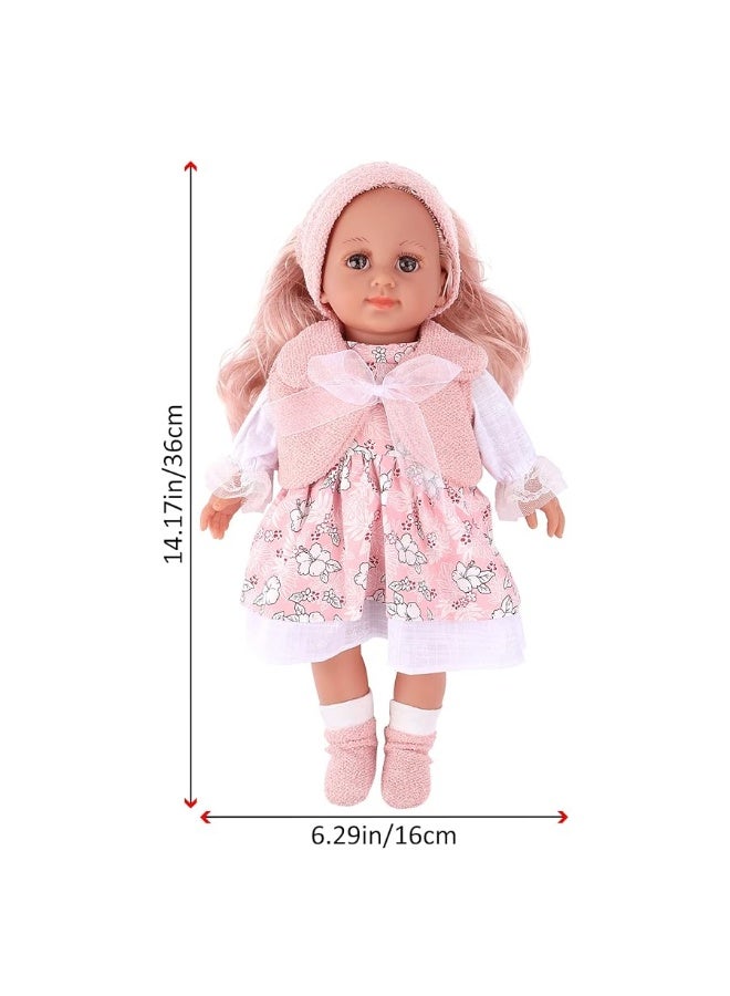 deAO Baby Doll Play Set 14 Inch Baby Doll with 3 Clothes and Accessories Girl Doll Dress Up Sets,Gift for Birthdays and Christmas L