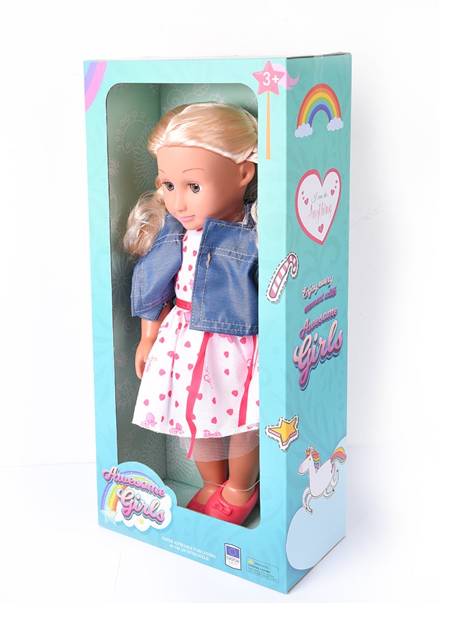 Awesome Girls Clara Doll 18 Inch | Fashion Doll with Rooted Hair & Inset Eyes | Safe, Hypoallergenic, Non-Toxic, BPA-Free | Inspires Creativity & Aspirational Play