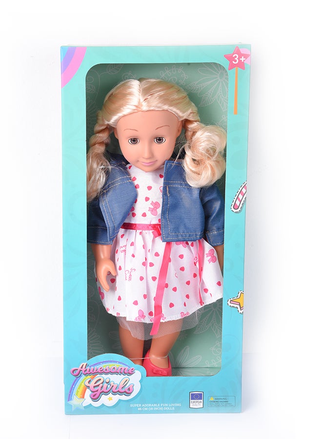 Awesome Girls Clara Doll 18 Inch | Fashion Doll with Rooted Hair & Inset Eyes | Safe, Hypoallergenic, Non-Toxic, BPA-Free | Inspires Creativity & Aspirational Play