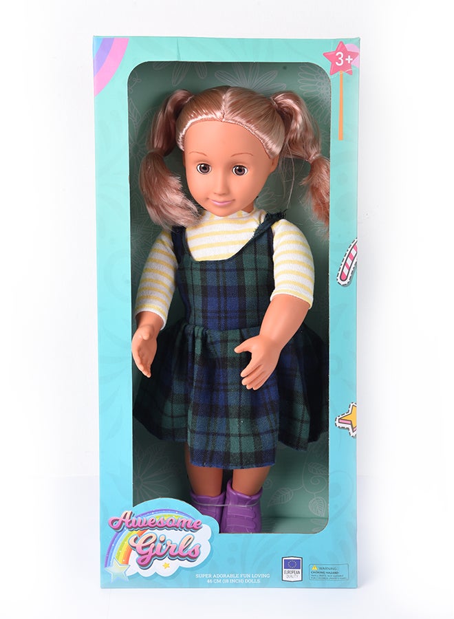 Awesome Girls Cheryl Doll 18 Inch | Fashion Doll with Inset Eyes, High-Quality Rooted Hair, and Trendy Outfit | Perfect for Styling, Dressing & Imaginative Play | Hypoallergenic, Non-Toxic, BPA-Free