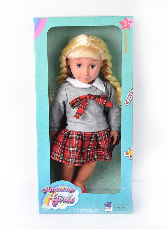 Awesome Girls Vera Doll 18 Inch | Fashion Doll with Rooted Hair & Inset Eyes | Safe, Hypoallergenic, Non-Toxic, BPA-Free | Inspires Creative Play & Style