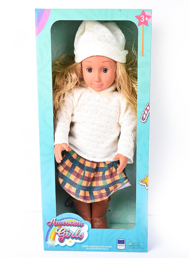 Awesome Girls Tiffany Doll 18 Inch | Stylish Fashion Doll with Beautiful Rooted Hair & Inset Eyes | Perfect for Creative Play, Safe & Hypoallergenic | Non-Toxic, BPA-Free