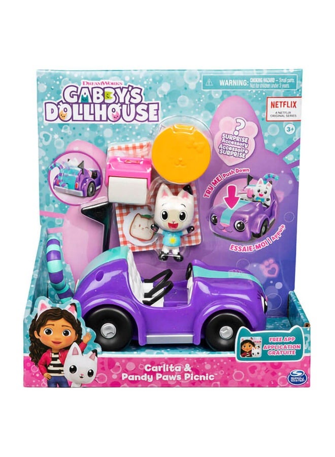 Gabby's Dollhouse Carlita Car & Pandy Paws Collectible Figures