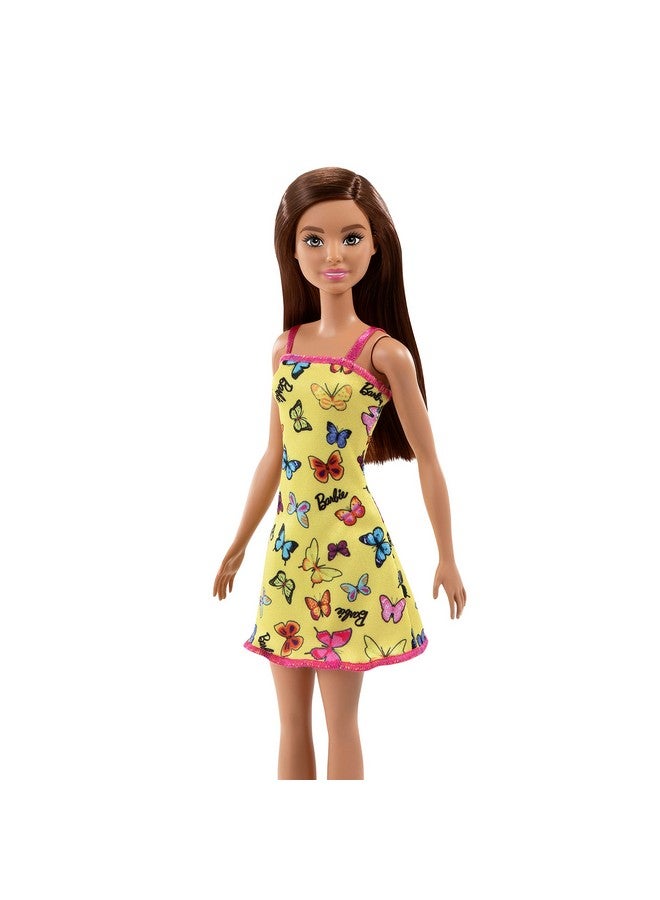 Doll (11.5 Inches) With Colorful Butterfly Logo Print Yellow Dress & Strappy Heels, Great Gift For Ages 3 Years Old & Up