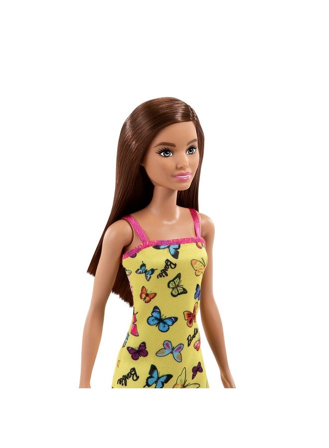 Doll (11.5 Inches) With Colorful Butterfly Logo Print Yellow Dress & Strappy Heels, Great Gift For Ages 3 Years Old & Up