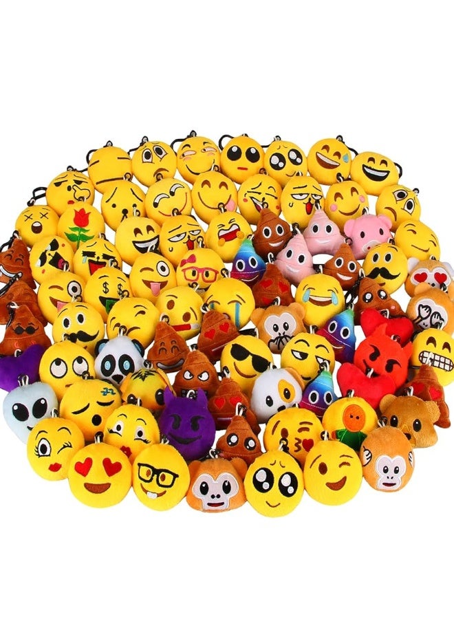 Dreampark 80 Pack Mini Emoticon Keychain Plush, Party Favors for Kids, Valentine's Day Gifts/Birthday Party Supplies, Emoticon Gifts Toys Carnival Prizes for Kids 2