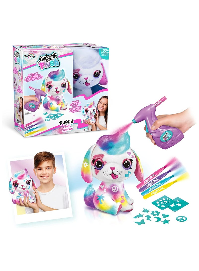 Canal Toys | Puppy Airbrush Plush | Spray Art Kit | Creative Fun | DIY Customizable Plush