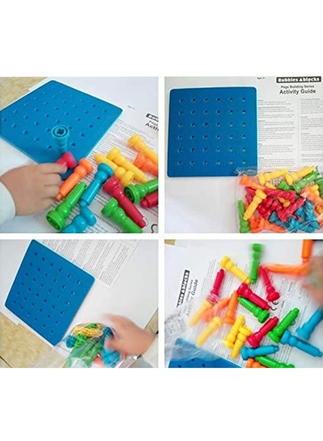 Peg Board Set Toys-Montessori Occupational Therapy Fine Motor Skills Toy, Suitable for Toddlers and Preschoolers Over 3+ Year Old. 25 Tall-Stacker Pegs Rubber 8