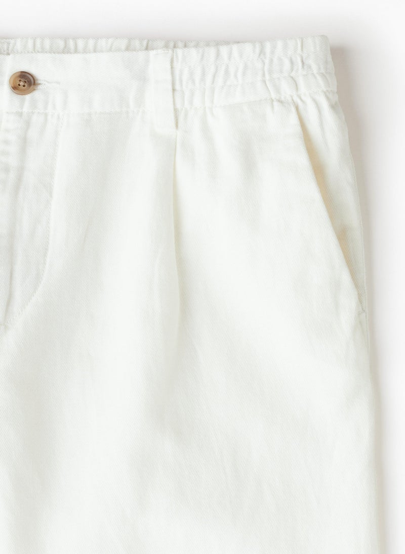 Regular Fit Linen-Blend Trousers