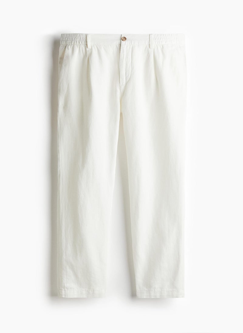 Regular Fit Linen-Blend Trousers