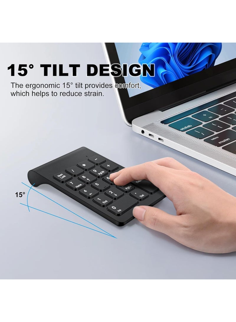 Wireless Numeric Keypad, Mini 2.4G 18 Keys Number Pad, Portable Silent Financial Accounting Numeric Keypad Keyboard Extensions with Wireless Mouse for Laptop, PC, Desktop, Notebook