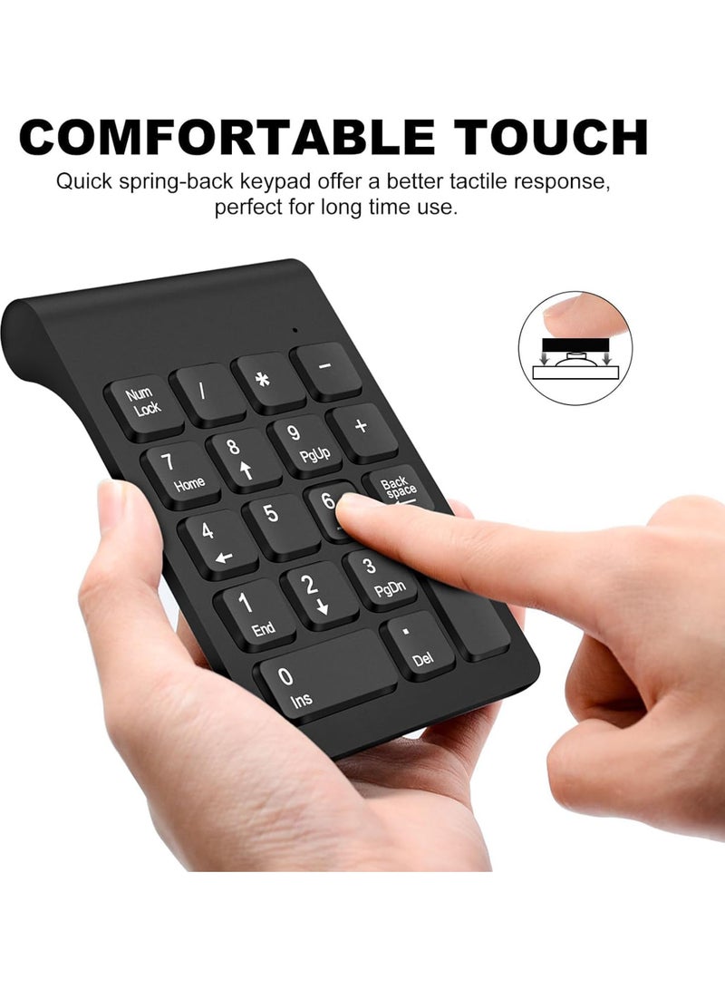 Wireless Numeric Keypad, Mini 2.4G 18 Keys Number Pad, Portable Silent Financial Accounting Numeric Keypad Keyboard Extensions with Wireless Mouse for Laptop, PC, Desktop, Notebook