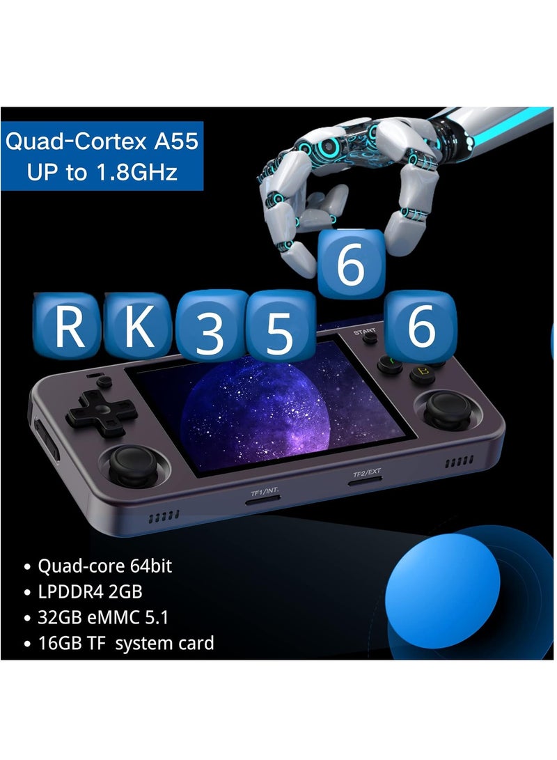 ANBERNIC RG353M Handheld Game Console Aluminum Alloy CNC Support Dual OS Android 11+ Linux, 5G WiFi 4.2 Bluetooth 3.5 Inch IPS Multi-Touch Screen 64G TF Card 4420+ Classic Games(Purple)