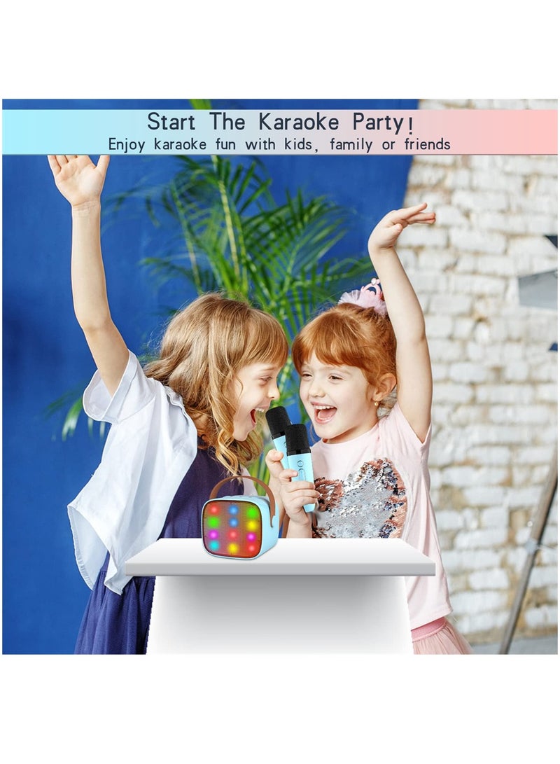 Wireless Bluetooth Speaker Set, Karaoke Machine for Kids Adults, Portable Handheld Bluetooth Karaoke Machine with 2 Microphones for Kids Adults Home Party Birthday (Blue)