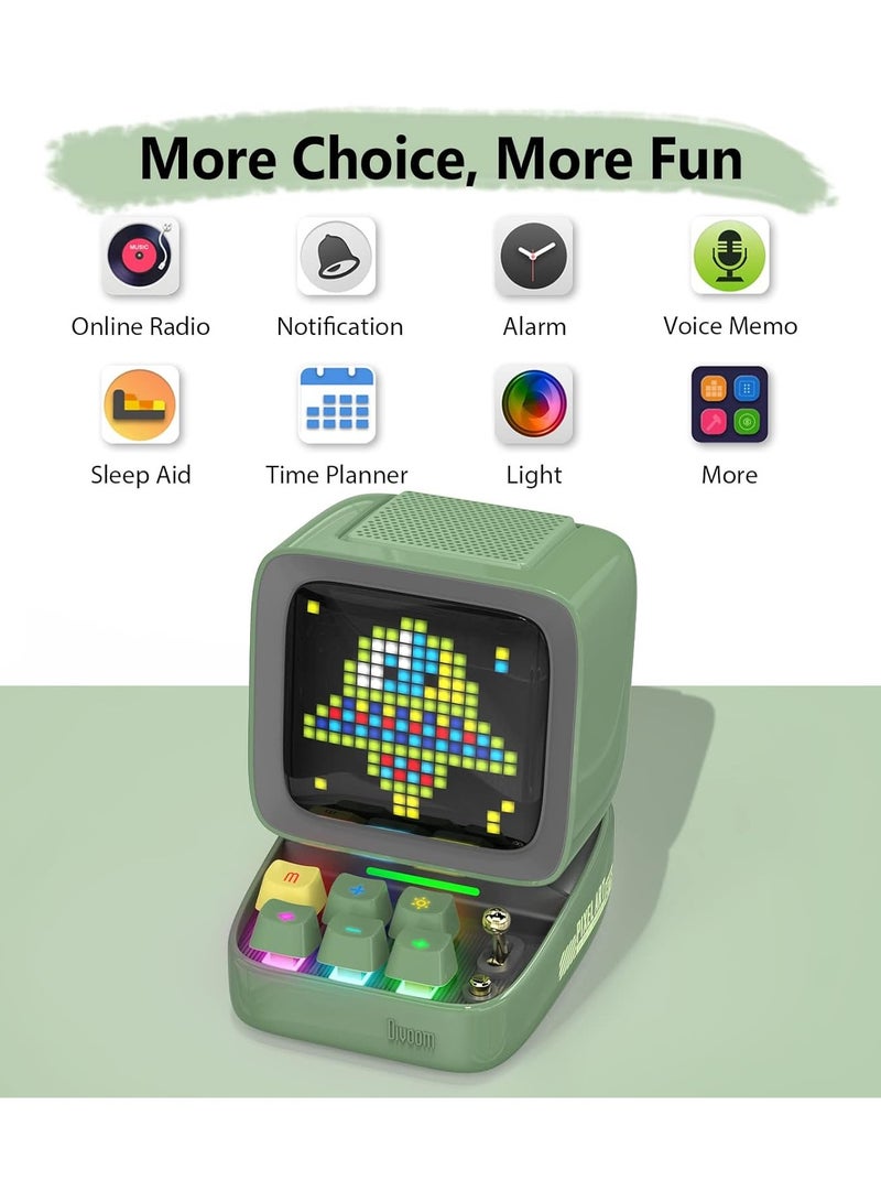 Divoom Ditoo Pro Bluetooth Mini Speaker – Retro Pixel Display, 10W Sound, Custom LED Art, Green