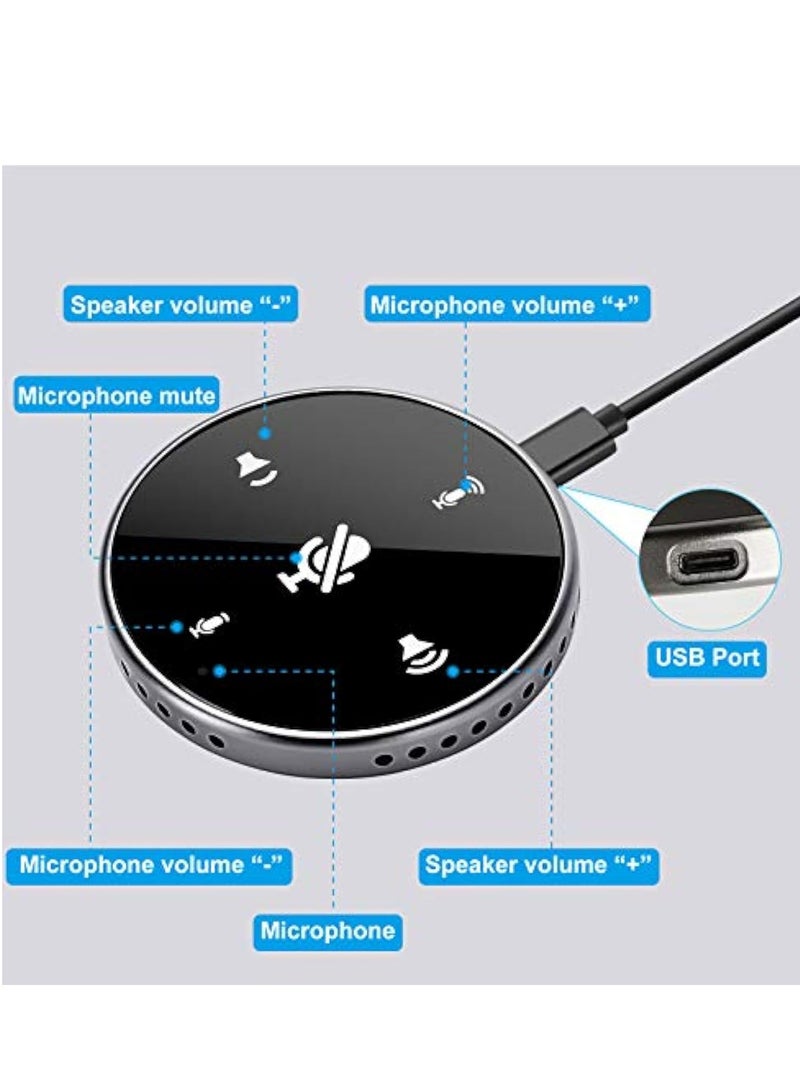 Conference Speakerphone, USB Conference Microphone, with Speaker, Laptop Omnidirectional Computer Mic with Touch-Sensor to Mute/Volume, for Zoom Meetings, Skype, VoIP Call, Interview