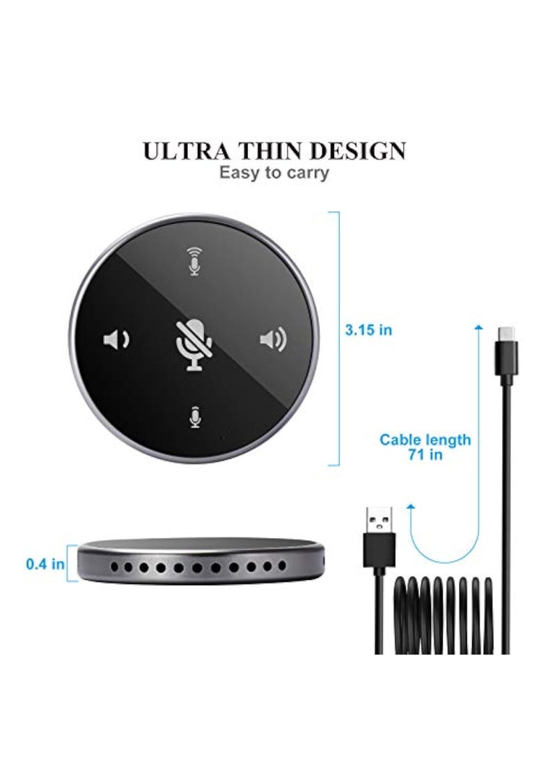 Conference Speakerphone, USB Conference Microphone, with Speaker, Laptop Omnidirectional Computer Mic with Touch-Sensor to Mute/Volume, for Zoom Meetings, Skype, VoIP Call, Interview