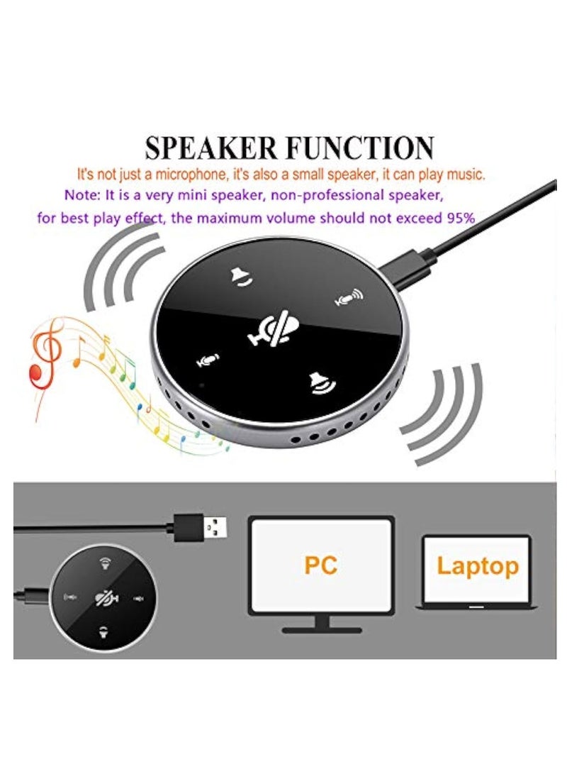 Conference Speakerphone, USB Conference Microphone, with Speaker, Laptop Omnidirectional Computer Mic with Touch-Sensor to Mute/Volume, for Zoom Meetings, Skype, VoIP Call, Interview