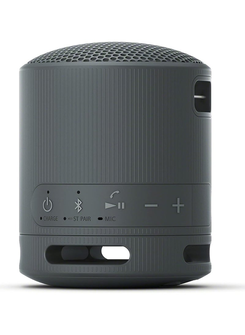 SRS-XB100 Wireless Bluetooth Portable Lightweight Super-Compact Travel Speaker, Extra-Durable IP67 Waterproof & Dustproof, 16 Hour Battery, Versatile Strap, and Hands-Free Calling New Black