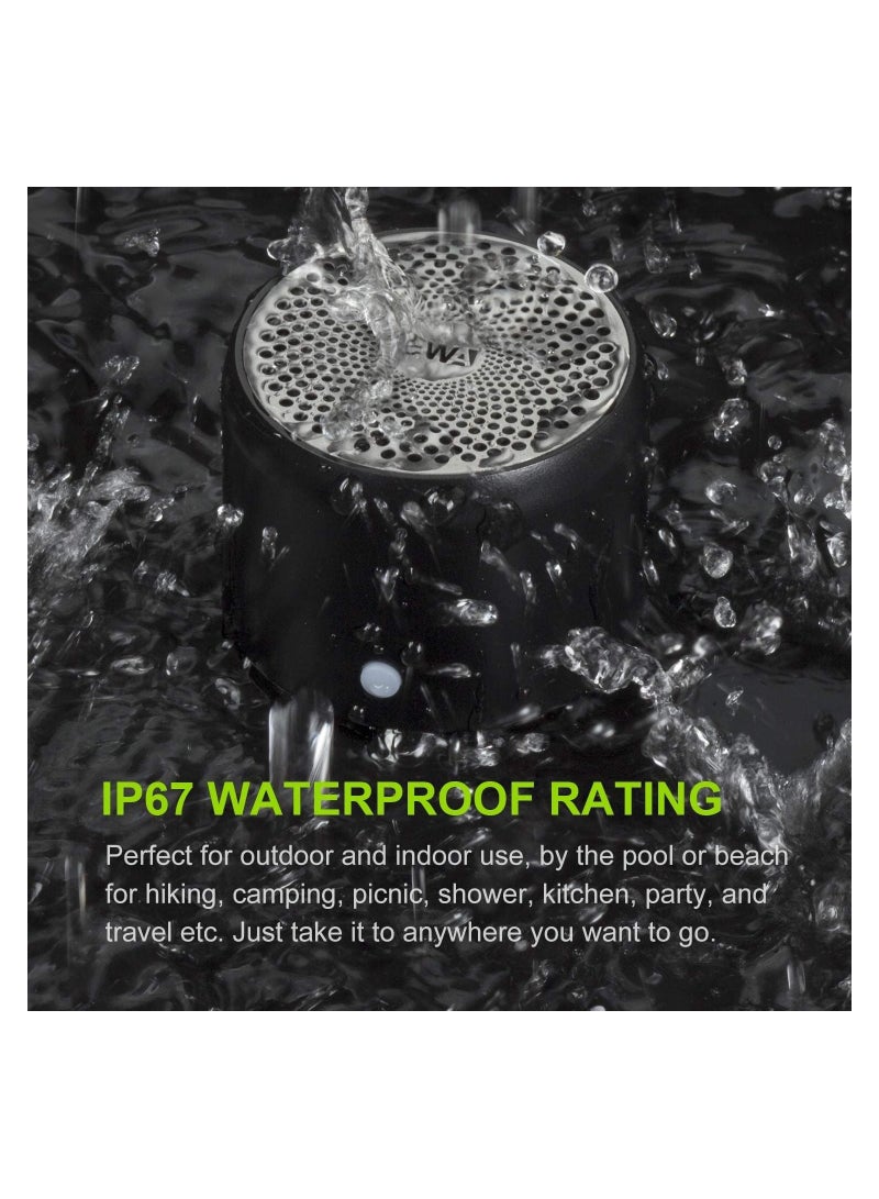 A106 Pro Portable Bluetooth Speaker with Custom Bass Radiator, Brief Design, IP67 Waterproof, Perfect Mini Speaker for Shower, Room, Bike, Car Black