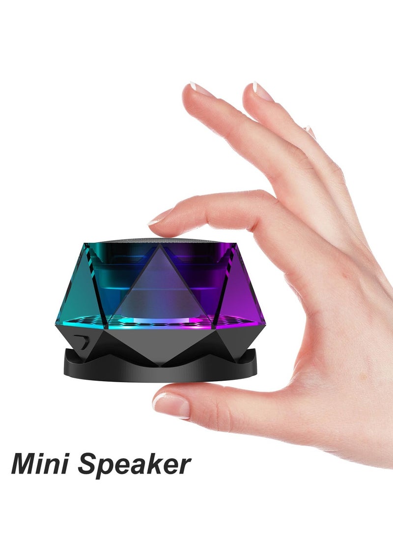 Magnetic Diamond Bluetooth Speaker, Small Wireless Speaker with Multi RGB Color Light Show, Wireless Small Bluetooth Speaker, Portable Phone Stand for iPhone, Android, TWS Pairing