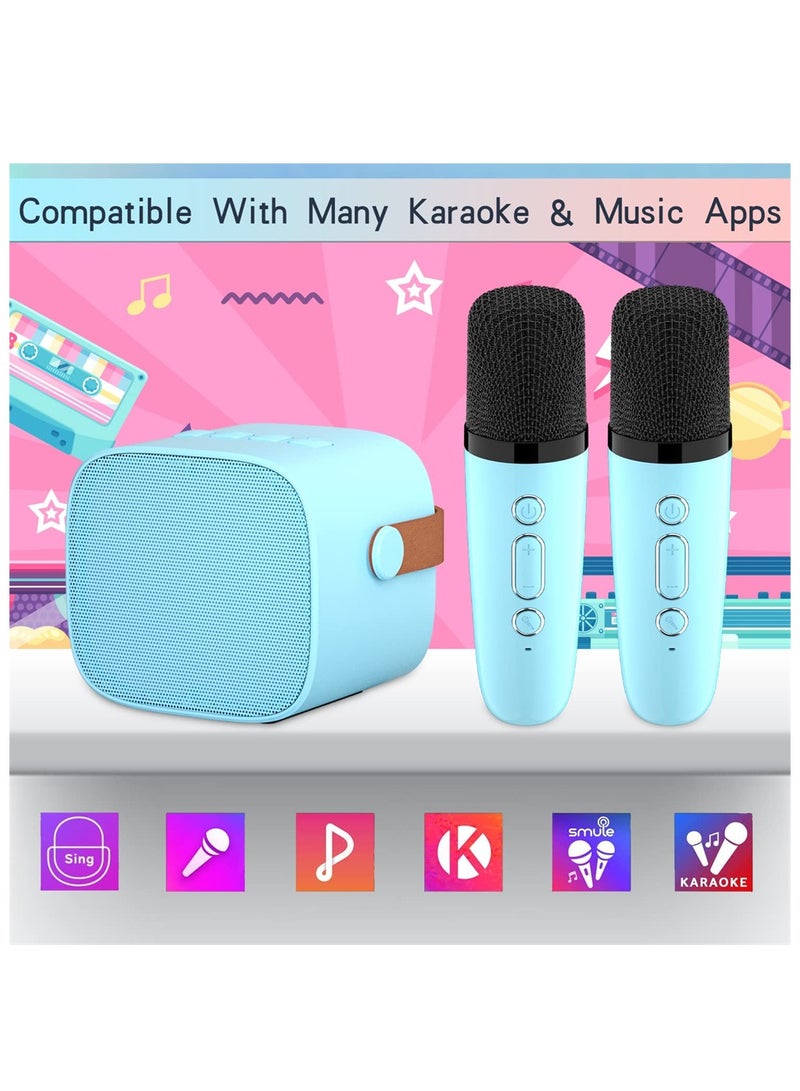 Wireless Bluetooth Speaker Set, Karaoke Machine for Kids Adults, Portable Handheld Bluetooth Karaoke Machine with 2 Microphones for Kids Adults Home Party Birthday (Blue)