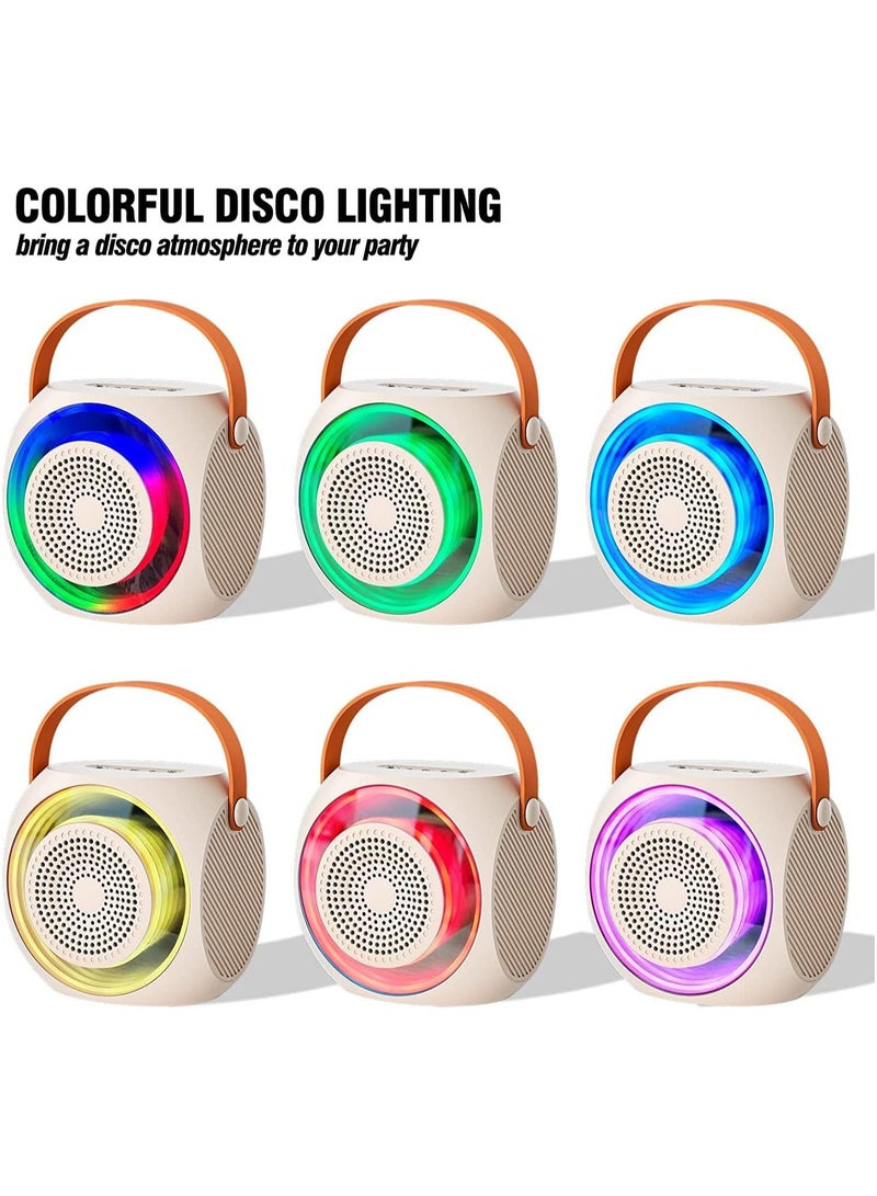 Mini Karaoke Machine Wireless Bluetooth Karaoke Microphone Portable Bluetooth Speaker with 2 Wireless Microphone with LED Lights, Gifts for Kids and Adults