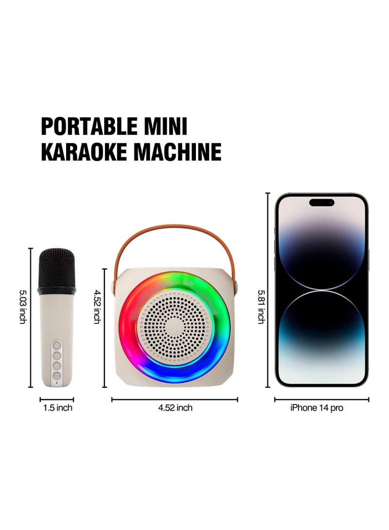 Mini Karaoke Machine Wireless Bluetooth Karaoke Microphone Portable Bluetooth Speaker with 2 Wireless Microphone with LED Lights, Gifts for Kids and Adults