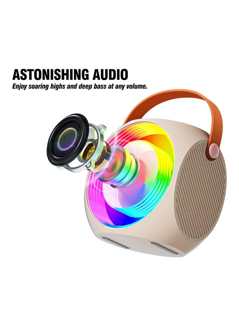 Mini Karaoke Machine Wireless Bluetooth Karaoke Microphone Portable Bluetooth Speaker with 2 Wireless Microphone with LED Lights, Gifts for Kids and Adults
