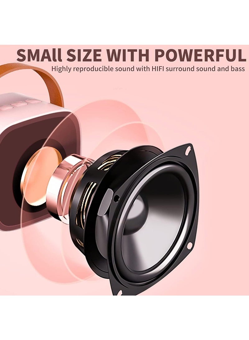 Mini Karaoke Machine for Kids, Portable Bluetooth Speaker with 2 Wireless Microphone for Adults with Led Lights, Karaoke Gifts for Girls and Boys Birthday Home Party(Pink)
