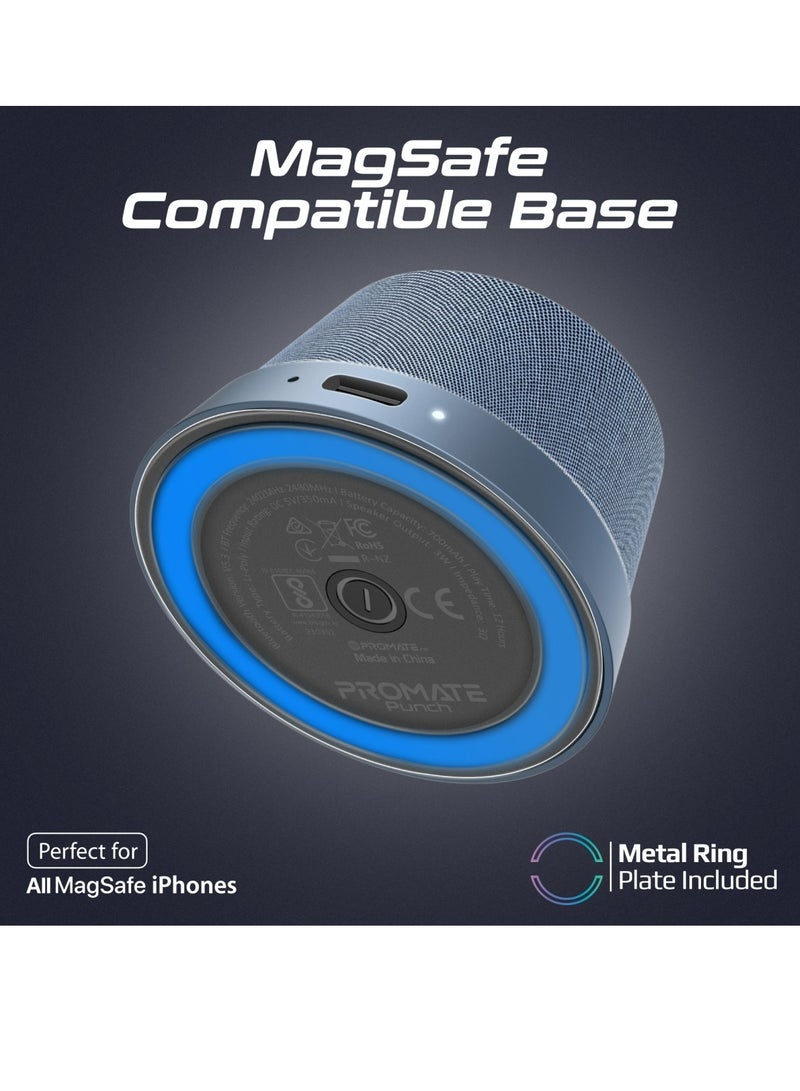Bluetooth Magnetic Base Speaker, 3W True Wireless Portable Speaker with HD Sound, 40mm Dynamic Drivers, Long-Lasting 12H Playtime, and Bluetooth V5.3 for iPhone 16, Galaxy S25, Punch - Navy Blue