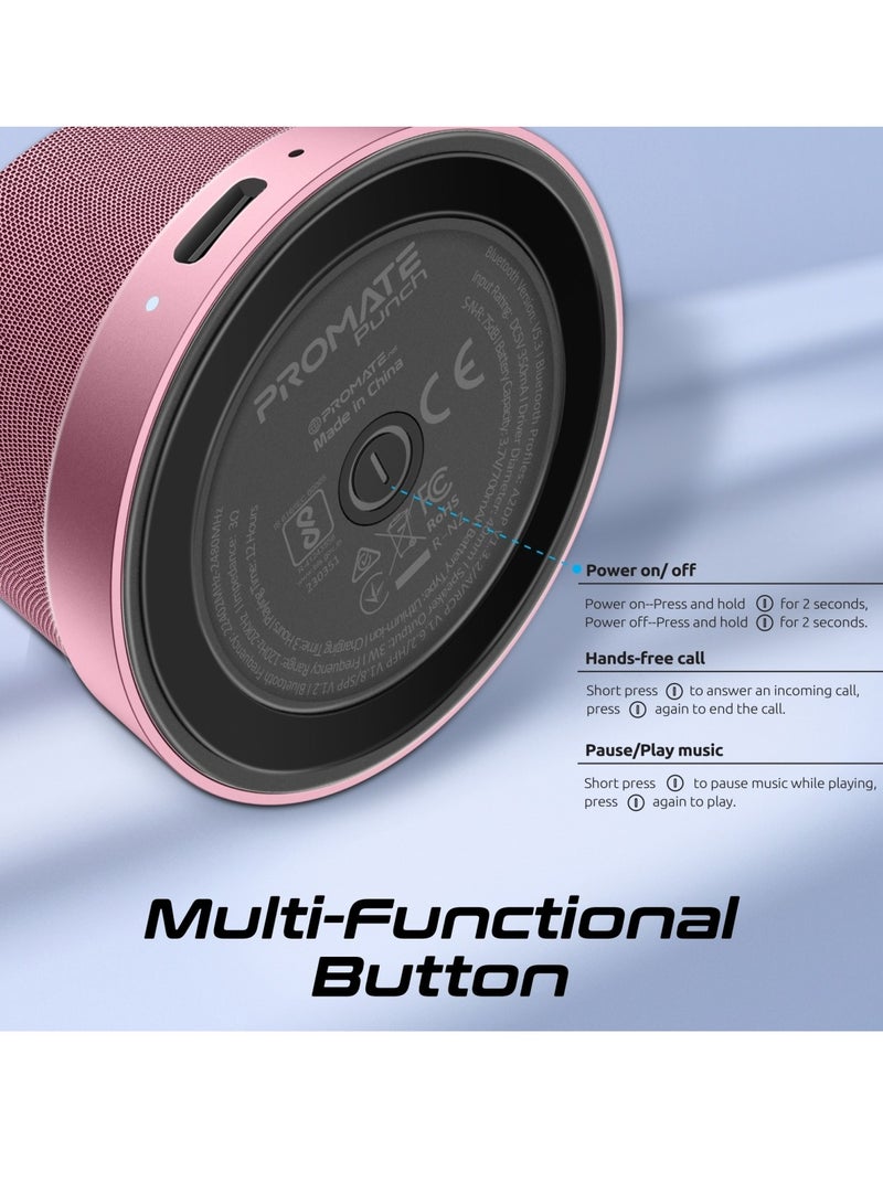 Bluetooth Magnetic Base Speaker, 3W True Wireless Portable Speaker With HD Sound, 40mm Dynamic Drivers, Long-Lasting 12H Playtime, And Bluetooth V5.3 for iPhone 16, Galaxy S25, Punch - Pink