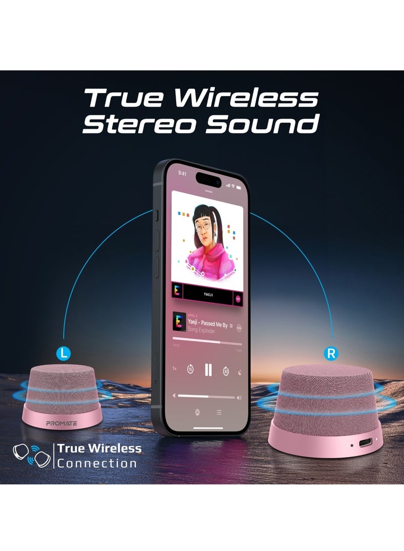 Bluetooth Magnetic Base Speaker, 3W True Wireless Portable Speaker With HD Sound, 40mm Dynamic Drivers, Long-Lasting 12H Playtime, And Bluetooth V5.3 for iPhone 16, Galaxy S25, Punch - Pink